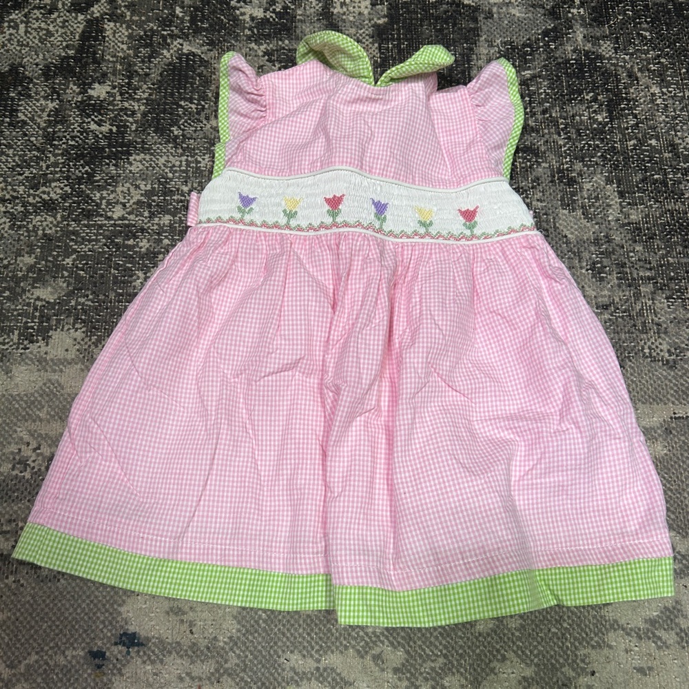 Youngland Tulip Smocked Pink Gingham Sundress